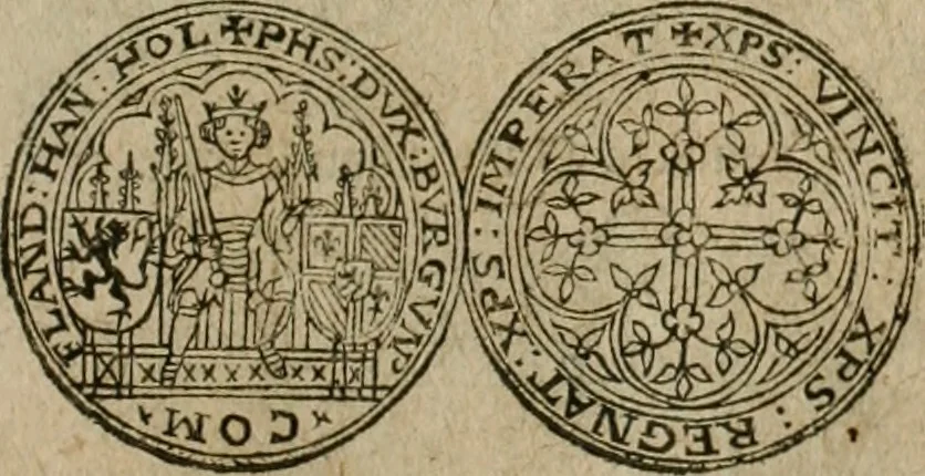 An illustration from Ordonnancie ende instructie naer de welcke voort-aen hen moeten reguleren die ghesworen wisselaers ofte collecteurs vande goude ende silvere penningen, wesende verboden, gheschroyt, te licht oft te seer versleten, ende oversulex verclaert ende ghehouden voor billoen, daer toe geoommitteert om de selve te leveren inde munten van Sijne Majesteyt, ende al daer bekeert te worden in penninghen van hunnen slaghe, 1633, leaf 140