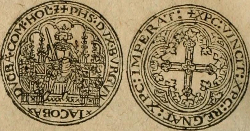 An illustration from Ordonnancie ende instructie naer de welcke voort-aen hen moeten reguleren die ghesworen wisselaers ofte collecteurs vande goude ende silvere penningen, wesende verboden, gheschroyt, te licht oft te seer versleten, ende oversulex verclaert ende ghehouden voor billoen, daer toe geoommitteert om de selve te leveren inde munten van Sijne Majesteyt, ende al daer bekeert te worden in penninghen van hunnen slaghe, 1633, leaf 141