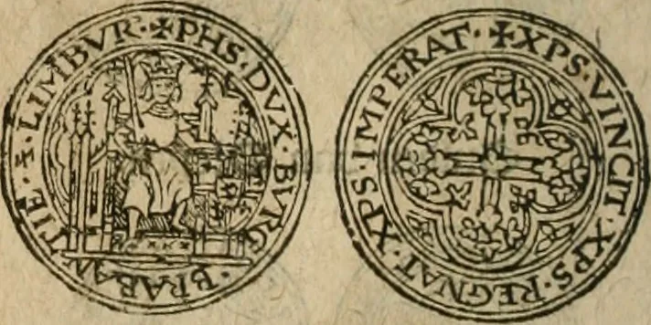 An illustration from Ordonnancie ende instructie naer de welcke voort-aen hen moeten reguleren die ghesworen wisselaers ofte collecteurs vande goude ende silvere penningen, wesende verboden, gheschroyt, te licht oft te seer versleten, ende oversulex verclaert ende ghehouden voor billoen, daer toe geoommitteert om de selve te leveren inde munten van Sijne Majesteyt, ende al daer bekeert te worden in penninghen van hunnen slaghe, 1633, leaf 141