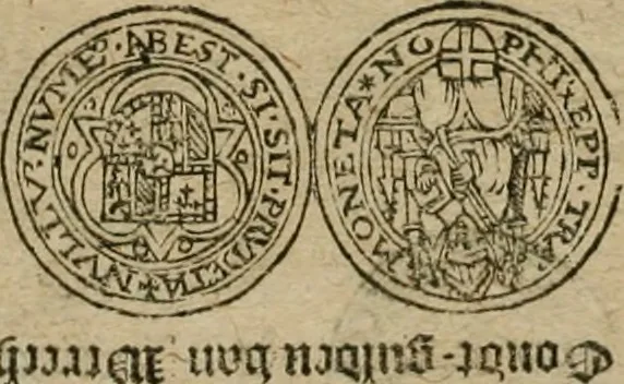 An illustration from Ordonnancie ende instructie naer de welcke voort-aen hen moeten reguleren die ghesworen wisselaers ofte collecteurs vande goude ende silvere penningen, wesende verboden, gheschroyt, te licht oft te seer versleten, ende oversulex verclaert ende ghehouden voor billoen, daer toe geoommitteert om de selve te leveren inde munten van Sijne Majesteyt, ende al daer bekeert te worden in penninghen van hunnen slaghe, 1633, leaf 142