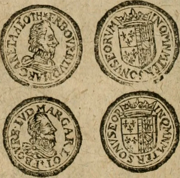 An illustration from Ordonnancie ende instructie naer de welcke voort-aen hen moeten reguleren die ghesworen wisselaers ofte collecteurs vande goude ende silvere penningen, wesende verboden, gheschroyt, te licht oft te seer versleten, ende oversulex verclaert ende ghehouden voor billoen, daer toe geoommitteert om de selve te leveren inde munten van Sijne Majesteyt, ende al daer bekeert te worden in penninghen van hunnen slaghe, 1633, leaf 143