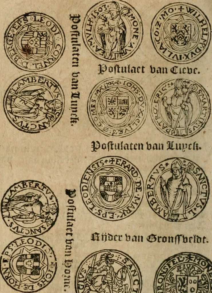 An illustration from Ordonnancie ende instructie naer de welcke voort-aen hen moeten reguleren die ghesworen wisselaers ofte collecteurs vande goude ende silvere penningen, wesende verboden, gheschroyt, te licht oft te seer versleten, ende oversulex verclaert ende ghehouden voor billoen, daer toe geoommitteert om de selve te leveren inde munten van Sijne Majesteyt, ende al daer bekeert te worden in penninghen van hunnen slaghe, 1633, leaf 145