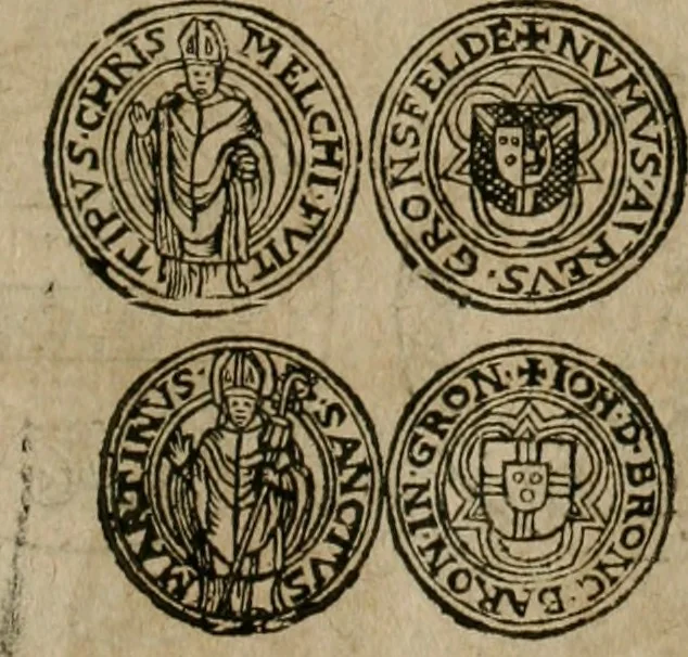 An illustration from Ordonnancie ende instructie naer de welcke voort-aen hen moeten reguleren die ghesworen wisselaers ofte collecteurs vande goude ende silvere penningen, wesende verboden, gheschroyt, te licht oft te seer versleten, ende oversulex verclaert ende ghehouden voor billoen, daer toe geoommitteert om de selve te leveren inde munten van Sijne Majesteyt, ende al daer bekeert te worden in penninghen van hunnen slaghe, 1633, leaf 146