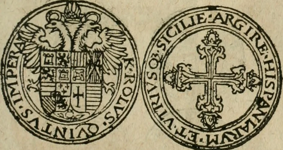 An illustration from Ordonnancie ende instructie naer de welcke voort-aen hen moeten reguleren die ghesworen wisselaers ofte collecteurs vande goude ende silvere penningen, wesende verboden, gheschroyt, te licht oft te seer versleten, ende oversulex verclaert ende ghehouden voor billoen, daer toe geoommitteert om de selve te leveren inde munten van Sijne Majesteyt, ende al daer bekeert te worden in penninghen van hunnen slaghe, 1633, leaf 150