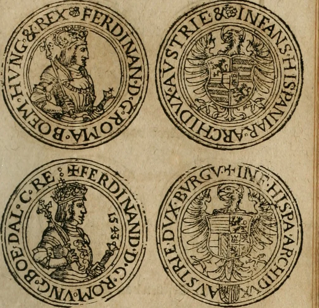 An illustration from Ordonnancie ende instructie naer de welcke voort-aen hen moeten reguleren die ghesworen wisselaers ofte collecteurs vande goude ende silvere penningen, wesende verboden, gheschroyt, te licht oft te seer versleten, ende oversulex verclaert ende ghehouden voor billoen, daer toe geoommitteert om de selve te leveren inde munten van Sijne Majesteyt, ende al daer bekeert te worden in penninghen van hunnen slaghe, 1633, leaf 158