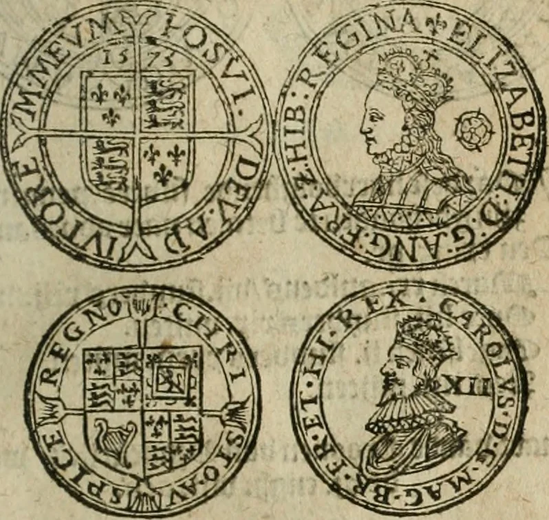 An illustration from Ordonnancie ende instructie naer de welcke voort-aen hen moeten reguleren die ghesworen wisselaers ofte collecteurs vande goude ende silvere penningen, wesende verboden, gheschroyt, te licht oft te seer versleten, ende oversulex verclaert ende ghehouden voor billoen, daer toe geoommitteert om de selve te leveren inde munten van Sijne Majesteyt, ende al daer bekeert te worden in penninghen van hunnen slaghe, 1633, leaf 160