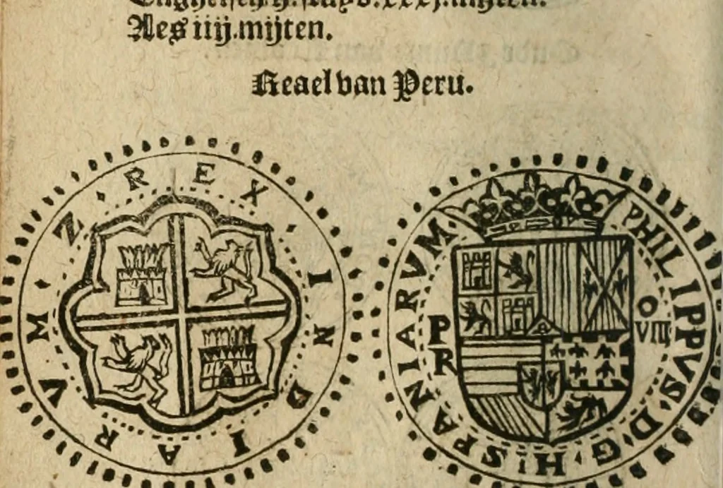 An illustration from Ordonnancie ende instructie naer de welcke voort-aen hen moeten reguleren die ghesworen wisselaers ofte collecteurs vande goude ende silvere penningen, wesende verboden, gheschroyt, te licht oft te seer versleten, ende oversulex verclaert ende ghehouden voor billoen, daer toe geoommitteert om de selve te leveren inde munten van Sijne Majesteyt, ende al daer bekeert te worden in penninghen van hunnen slaghe, 1633, leaf 163