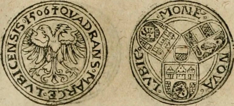 An illustration from Ordonnancie ende instructie naer de welcke voort-aen hen moeten reguleren die ghesworen wisselaers ofte collecteurs vande goude ende silvere penningen, wesende verboden, gheschroyt, te licht oft te seer versleten, ende oversulex verclaert ende ghehouden voor billoen, daer toe geoommitteert om de selve te leveren inde munten van Sijne Majesteyt, ende al daer bekeert te worden in penninghen van hunnen slaghe, 1633, leaf 164