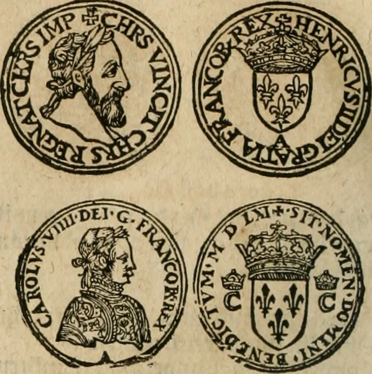 An illustration from Ordonnancie ende instructie naer de welcke voort-aen hen moeten reguleren die ghesworen wisselaers ofte collecteurs vande goude ende silvere penningen, wesende verboden, gheschroyt, te licht oft te seer versleten, ende oversulex verclaert ende ghehouden voor billoen, daer toe geoommitteert om de selve te leveren inde munten van Sijne Majesteyt, ende al daer bekeert te worden in penninghen van hunnen slaghe, 1633, leaf 165