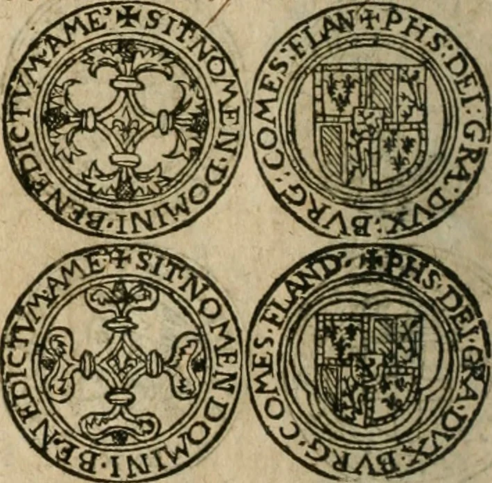 An illustration from Ordonnancie ende instructie naer de welcke voort-aen hen moeten reguleren die ghesworen wisselaers ofte collecteurs vande goude ende silvere penningen, wesende verboden, gheschroyt, te licht oft te seer versleten, ende oversulex verclaert ende ghehouden voor billoen, daer toe geoommitteert om de selve te leveren inde munten van Sijne Majesteyt, ende al daer bekeert te worden in penninghen van hunnen slaghe, 1633, leaf 167
