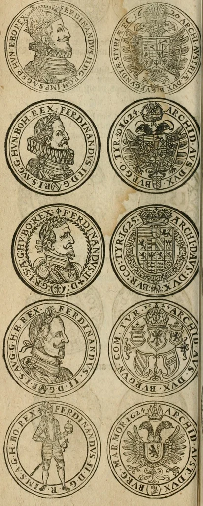 An illustration from Ordonnancie ende instructie naer de welcke voort-aen hen moeten reguleren die ghesworen wisselaers ofte collecteurs vande goude ende silvere penningen, wesende verboden, gheschroyt, te licht oft te seer versleten, ende oversulex verclaert ende ghehouden voor billoen, daer toe geoommitteert om de selve te leveren inde munten van Sijne Majesteyt, ende al daer bekeert te worden in penninghen van hunnen slaghe, 1633, leaf 169