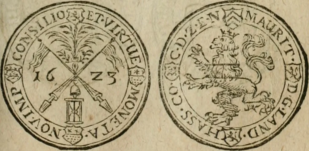 An illustration from Ordonnancie ende instructie naer de welcke voort-aen hen moeten reguleren die ghesworen wisselaers ofte collecteurs vande goude ende silvere penningen, wesende verboden, gheschroyt, te licht oft te seer versleten, ende oversulex verclaert ende ghehouden voor billoen, daer toe geoommitteert om de selve te leveren inde munten van Sijne Majesteyt, ende al daer bekeert te worden in penninghen van hunnen slaghe, 1633, leaf 174