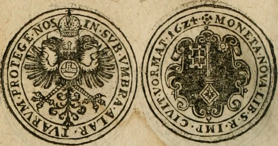 An illustration from Ordonnancie ende instructie naer de welcke voort-aen hen moeten reguleren die ghesworen wisselaers ofte collecteurs vande goude ende silvere penningen, wesende verboden, gheschroyt, te licht oft te seer versleten, ende oversulex verclaert ende ghehouden voor billoen, daer toe geoommitteert om de selve te leveren inde munten van Sijne Majesteyt, ende al daer bekeert te worden in penninghen van hunnen slaghe, 1633, leaf 175