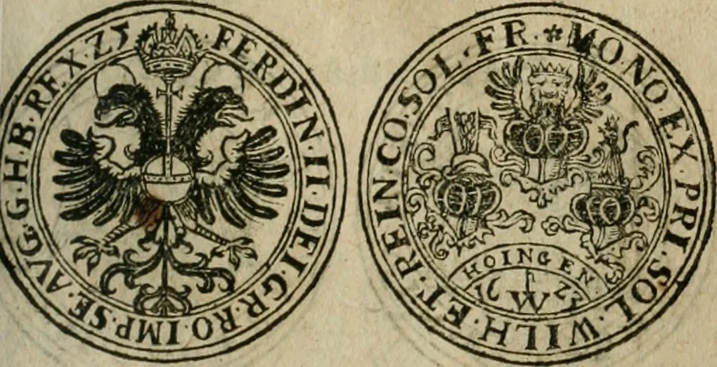 An illustration from Ordonnancie ende instructie naer de welcke voort-aen hen moeten reguleren die ghesworen wisselaers ofte collecteurs vande goude ende silvere penningen, wesende verboden, gheschroyt, te licht oft te seer versleten, ende oversulex verclaert ende ghehouden voor billoen, daer toe geoommitteert om de selve te leveren inde munten van Sijne Majesteyt, ende al daer bekeert te worden in penninghen van hunnen slaghe, 1633, leaf 176