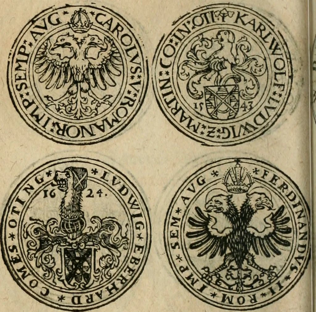 An illustration from Ordonnancie ende instructie naer de welcke voort-aen hen moeten reguleren die ghesworen wisselaers ofte collecteurs vande goude ende silvere penningen, wesende verboden, gheschroyt, te licht oft te seer versleten, ende oversulex verclaert ende ghehouden voor billoen, daer toe geoommitteert om de selve te leveren inde munten van Sijne Majesteyt, ende al daer bekeert te worden in penninghen van hunnen slaghe, 1633, leaf 177