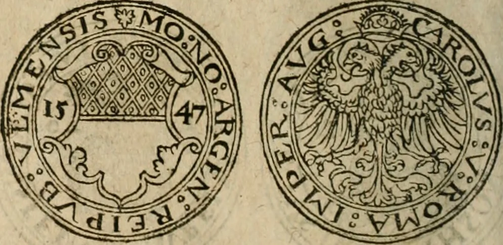 An illustration from Ordonnancie ende instructie naer de welcke voort-aen hen moeten reguleren die ghesworen wisselaers ofte collecteurs vande goude ende silvere penningen, wesende verboden, gheschroyt, te licht oft te seer versleten, ende oversulex verclaert ende ghehouden voor billoen, daer toe geoommitteert om de selve te leveren inde munten van Sijne Majesteyt, ende al daer bekeert te worden in penninghen van hunnen slaghe, 1633, leaf 179