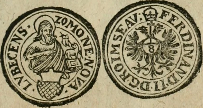 An illustration from Ordonnancie ende instructie naer de welcke voort-aen hen moeten reguleren die ghesworen wisselaers ofte collecteurs vande goude ende silvere penningen, wesende verboden, gheschroyt, te licht oft te seer versleten, ende oversulex verclaert ende ghehouden voor billoen, daer toe geoommitteert om de selve te leveren inde munten van Sijne Majesteyt, ende al daer bekeert te worden in penninghen van hunnen slaghe, 1633, leaf 180