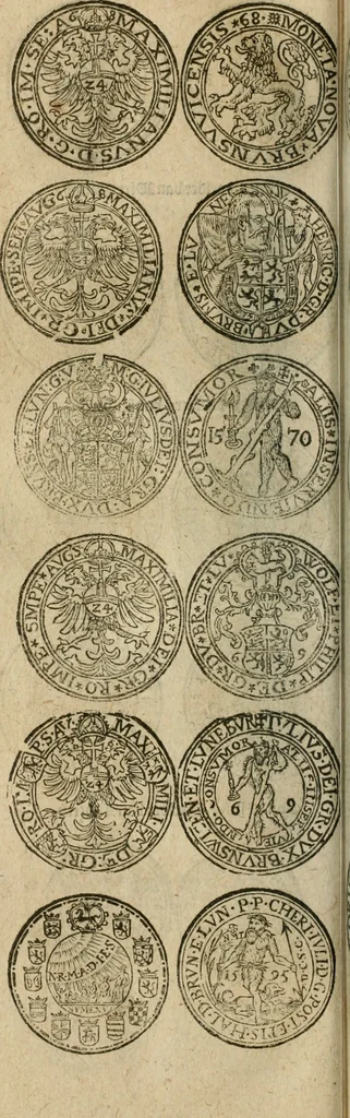 An illustration from Ordonnancie ende instructie naer de welcke voort-aen hen moeten reguleren die ghesworen wisselaers ofte collecteurs vande goude ende silvere penningen, wesende verboden, gheschroyt, te licht oft te seer versleten, ende oversulex verclaert ende ghehouden voor billoen, daer toe geoommitteert om de selve te leveren inde munten van Sijne Majesteyt, ende al daer bekeert te worden in penninghen van hunnen slaghe, 1633, leaf 181