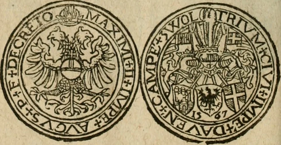 An illustration from Ordonnancie ende instructie naer de welcke voort-aen hen moeten reguleren die ghesworen wisselaers ofte collecteurs vande goude ende silvere penningen, wesende verboden, gheschroyt, te licht oft te seer versleten, ende oversulex verclaert ende ghehouden voor billoen, daer toe geoommitteert om de selve te leveren inde munten van Sijne Majesteyt, ende al daer bekeert te worden in penninghen van hunnen slaghe, 1633, leaf 187