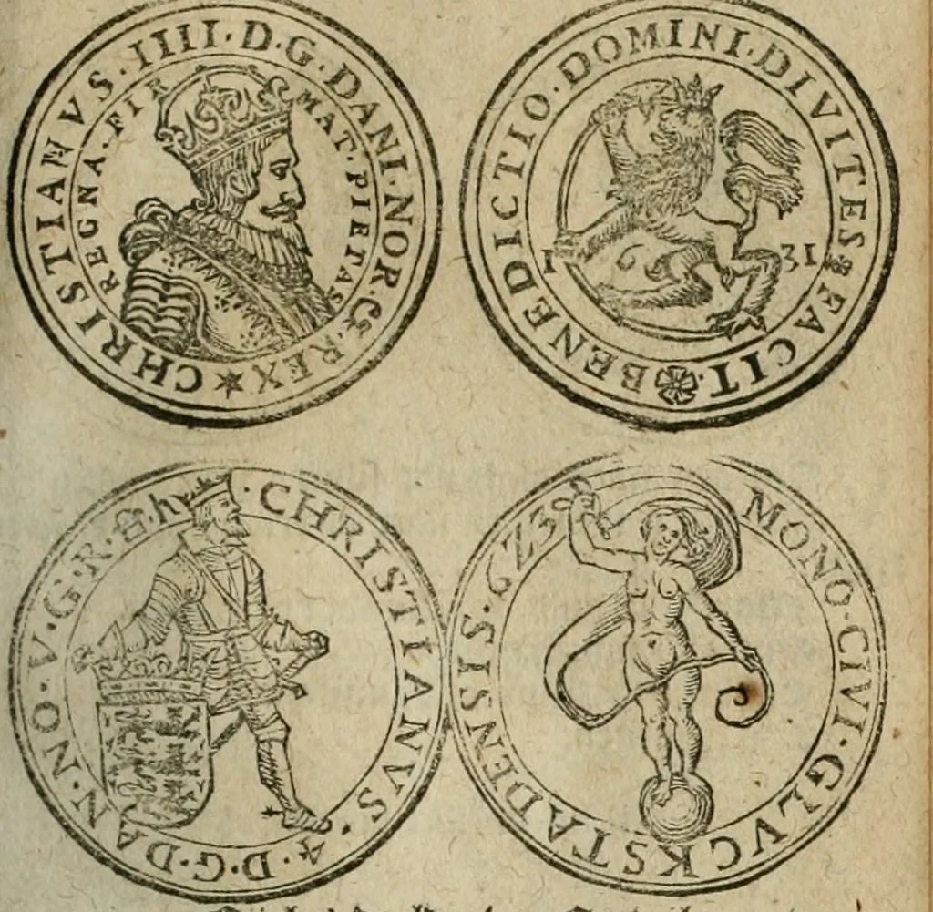 An illustration from Ordonnancie ende instructie naer de welcke voort-aen hen moeten reguleren die ghesworen wisselaers ofte collecteurs vande goude ende silvere penningen, wesende verboden, gheschroyt, te licht oft te seer versleten, ende oversulex verclaert ende ghehouden voor billoen, daer toe geoommitteert om de selve te leveren inde munten van Sijne Majesteyt, ende al daer bekeert te worden in penninghen van hunnen slaghe, 1633, leaf 194