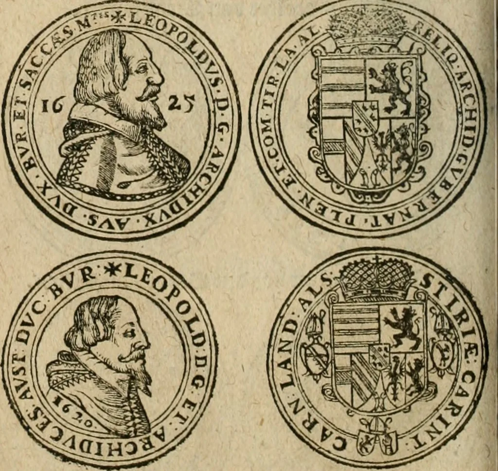 An illustration from Ordonnancie ende instructie naer de welcke voort-aen hen moeten reguleren die ghesworen wisselaers ofte collecteurs vande goude ende silvere penningen, wesende verboden, gheschroyt, te licht oft te seer versleten, ende oversulex verclaert ende ghehouden voor billoen, daer toe geoommitteert om de selve te leveren inde munten van Sijne Majesteyt, ende al daer bekeert te worden in penninghen van hunnen slaghe, 1633, leaf 195
