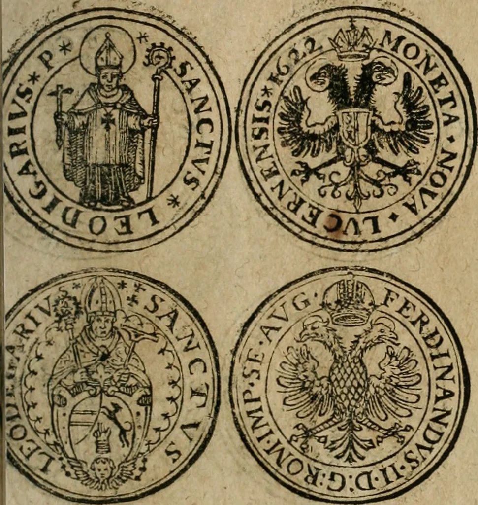 An illustration from Ordonnancie ende instructie naer de welcke voort-aen hen moeten reguleren die ghesworen wisselaers ofte collecteurs vande goude ende silvere penningen, wesende verboden, gheschroyt, te licht oft te seer versleten, ende oversulex verclaert ende ghehouden voor billoen, daer toe geoommitteert om de selve te leveren inde munten van Sijne Majesteyt, ende al daer bekeert te worden in penninghen van hunnen slaghe, 1633, leaf 196