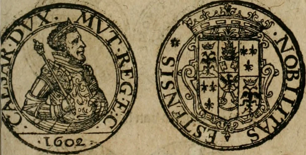 An illustration from Ordonnancie ende instructie naer de welcke voort-aen hen moeten reguleren die ghesworen wisselaers ofte collecteurs vande goude ende silvere penningen, wesende verboden, gheschroyt, te licht oft te seer versleten, ende oversulex verclaert ende ghehouden voor billoen, daer toe geoommitteert om de selve te leveren inde munten van Sijne Majesteyt, ende al daer bekeert te worden in penninghen van hunnen slaghe, 1633, leaf 196