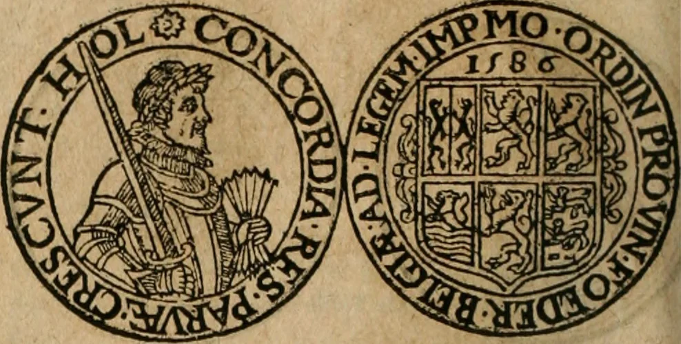 An illustration from Ordonnancie ende instructie naer de welcke voort-aen hen moeten reguleren die ghesworen wisselaers ofte collecteurs vande goude ende silvere penningen, wesende verboden, gheschroyt, te licht oft te seer versleten, ende oversulex verclaert ende ghehouden voor billoen, daer toe geoommitteert om de selve te leveren inde munten van Sijne Majesteyt, ende al daer bekeert te worden in penninghen van hunnen slaghe, 1633, leaf 197
