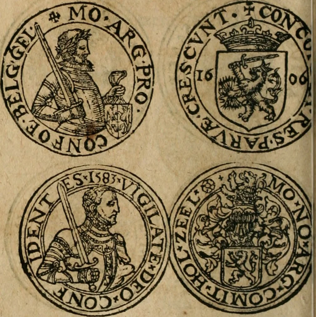 An illustration from Ordonnancie ende instructie naer de welcke voort-aen hen moeten reguleren die ghesworen wisselaers ofte collecteurs vande goude ende silvere penningen, wesende verboden, gheschroyt, te licht oft te seer versleten, ende oversulex verclaert ende ghehouden voor billoen, daer toe geoommitteert om de selve te leveren inde munten van Sijne Majesteyt, ende al daer bekeert te worden in penninghen van hunnen slaghe, 1633, leaf 197