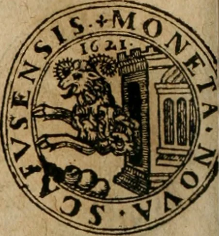 An illustration from Ordonnancie ende instructie naer de welcke voort-aen hen moeten reguleren die ghesworen wisselaers ofte collecteurs vande goude ende silvere penningen, wesende verboden, gheschroyt, te licht oft te seer versleten, ende oversulex verclaert ende ghehouden voor billoen, daer toe geoommitteert om de selve te leveren inde munten van Sijne Majesteyt, ende al daer bekeert te worden in penninghen van hunnen slaghe, 1633, leaf 201