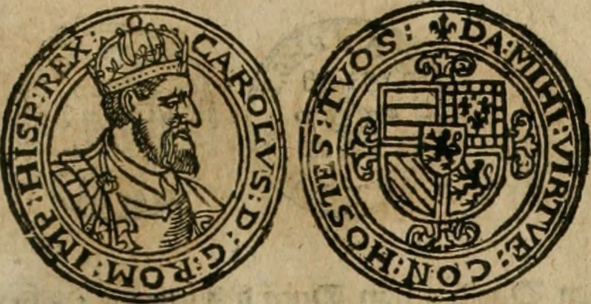 An illustration from Ordonnancie ende instructie naer de welcke voort-aen hen moeten reguleren die ghesworen wisselaers ofte collecteurs vande goude ende silvere penningen, wesende verboden, gheschroyt, te licht oft te seer versleten, ende oversulex verclaert ende ghehouden voor billoen, daer toe geoommitteert om de selve te leveren inde munten van Sijne Majesteyt, ende al daer bekeert te worden in penninghen van hunnen slaghe, 1633, leaf 204