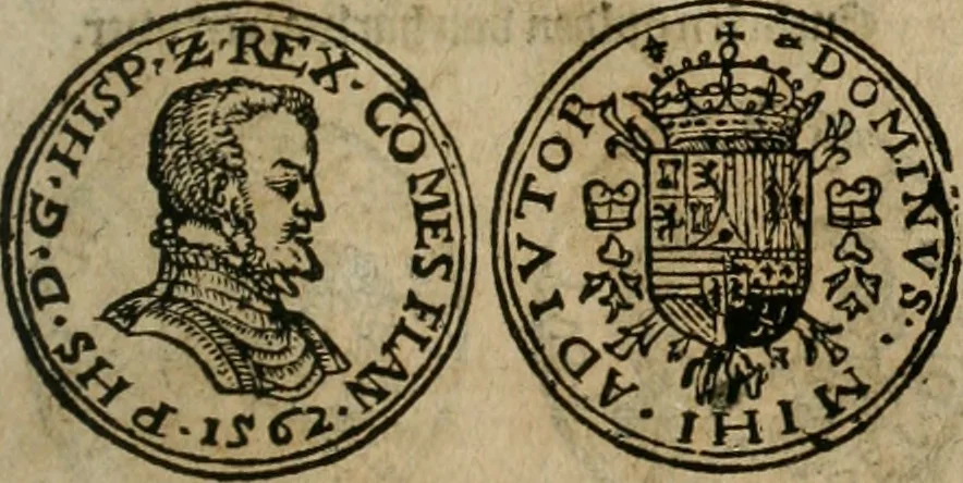 An illustration from Ordonnancie ende instructie naer de welcke voort-aen hen moeten reguleren die ghesworen wisselaers ofte collecteurs vande goude ende silvere penningen, wesende verboden, gheschroyt, te licht oft te seer versleten, ende oversulex verclaert ende ghehouden voor billoen, daer toe geoommitteert om de selve te leveren inde munten van Sijne Majesteyt, ende al daer bekeert te worden in penninghen van hunnen slaghe, 1633, leaf 204