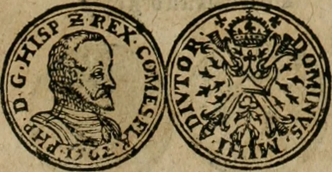 An illustration from Ordonnancie ende instructie naer de welcke voort-aen hen moeten reguleren die ghesworen wisselaers ofte collecteurs vande goude ende silvere penningen, wesende verboden, gheschroyt, te licht oft te seer versleten, ende oversulex verclaert ende ghehouden voor billoen, daer toe geoommitteert om de selve te leveren inde munten van Sijne Majesteyt, ende al daer bekeert te worden in penninghen van hunnen slaghe, 1633, leaf 204
