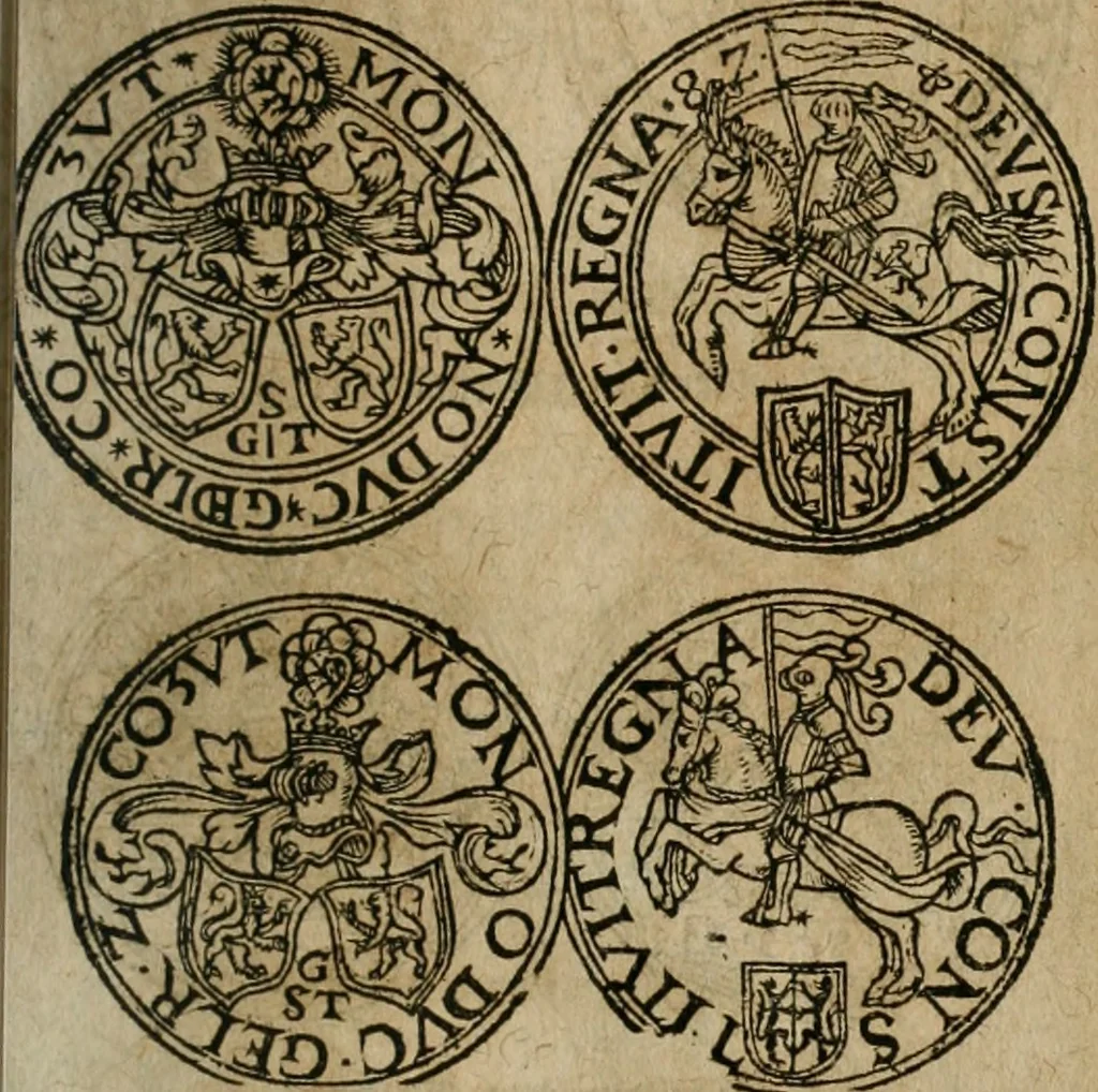 An illustration from Ordonnancie ende instructie naer de welcke voort-aen hen moeten reguleren die ghesworen wisselaers ofte collecteurs vande goude ende silvere penningen, wesende verboden, gheschroyt, te licht oft te seer versleten, ende oversulex verclaert ende ghehouden voor billoen, daer toe geoommitteert om de selve te leveren inde munten van Sijne Majesteyt, ende al daer bekeert te worden in penninghen van hunnen slaghe, 1633, leaf 206