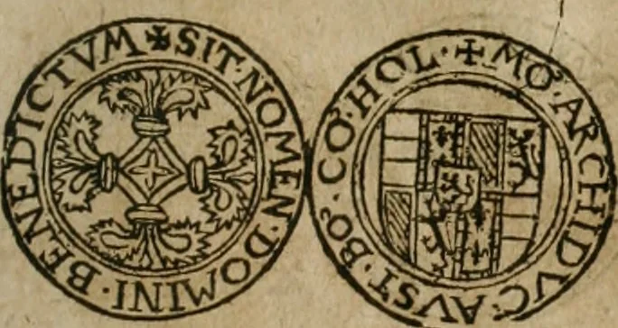 An illustration from Ordonnancie ende instructie naer de welcke voort-aen hen moeten reguleren die ghesworen wisselaers ofte collecteurs vande goude ende silvere penningen, wesende verboden, gheschroyt, te licht oft te seer versleten, ende oversulex verclaert ende ghehouden voor billoen, daer toe geoommitteert om de selve te leveren inde munten van Sijne Majesteyt, ende al daer bekeert te worden in penninghen van hunnen slaghe, 1633, leaf 212