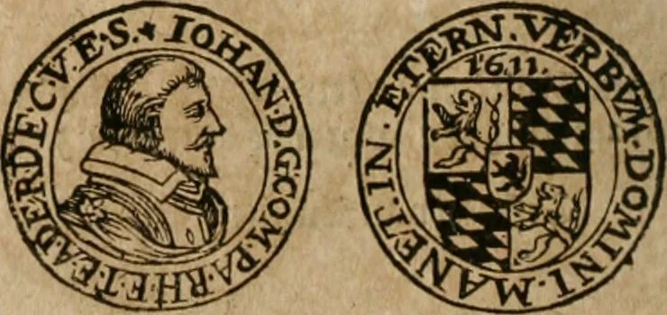 An illustration from Ordonnancie ende instructie naer de welcke voort-aen hen moeten reguleren die ghesworen wisselaers ofte collecteurs vande goude ende silvere penningen, wesende verboden, gheschroyt, te licht oft te seer versleten, ende oversulex verclaert ende ghehouden voor billoen, daer toe geoommitteert om de selve te leveren inde munten van Sijne Majesteyt, ende al daer bekeert te worden in penninghen van hunnen slaghe, 1633, leaf 215