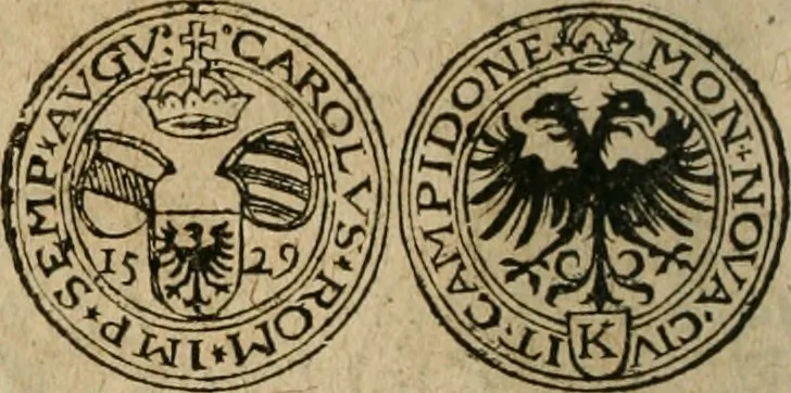 An illustration from Ordonnancie ende instructie naer de welcke voort-aen hen moeten reguleren die ghesworen wisselaers ofte collecteurs vande goude ende silvere penningen, wesende verboden, gheschroyt, te licht oft te seer versleten, ende oversulex verclaert ende ghehouden voor billoen, daer toe geoommitteert om de selve te leveren inde munten van Sijne Majesteyt, ende al daer bekeert te worden in penninghen van hunnen slaghe, 1633, leaf 217