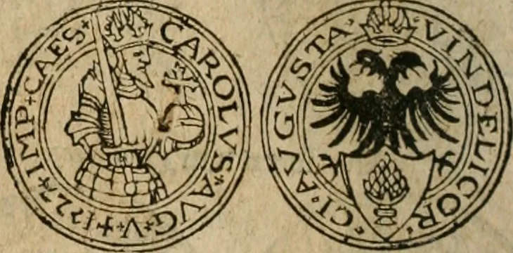 An illustration from Ordonnancie ende instructie naer de welcke voort-aen hen moeten reguleren die ghesworen wisselaers ofte collecteurs vande goude ende silvere penningen, wesende verboden, gheschroyt, te licht oft te seer versleten, ende oversulex verclaert ende ghehouden voor billoen, daer toe geoommitteert om de selve te leveren inde munten van Sijne Majesteyt, ende al daer bekeert te worden in penninghen van hunnen slaghe, 1633, leaf 217