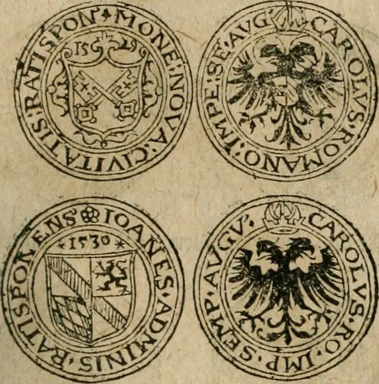 An illustration from Ordonnancie ende instructie naer de welcke voort-aen hen moeten reguleren die ghesworen wisselaers ofte collecteurs vande goude ende silvere penningen, wesende verboden, gheschroyt, te licht oft te seer versleten, ende oversulex verclaert ende ghehouden voor billoen, daer toe geoommitteert om de selve te leveren inde munten van Sijne Majesteyt, ende al daer bekeert te worden in penninghen van hunnen slaghe, 1633, leaf 218