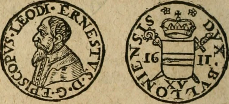 An illustration from Ordonnancie ende instructie naer de welcke voort-aen hen moeten reguleren die ghesworen wisselaers ofte collecteurs vande goude ende silvere penningen, wesende verboden, gheschroyt, te licht oft te seer versleten, ende oversulex verclaert ende ghehouden voor billoen, daer toe geoommitteert om de selve te leveren inde munten van Sijne Majesteyt, ende al daer bekeert te worden in penninghen van hunnen slaghe, 1633, leaf 221