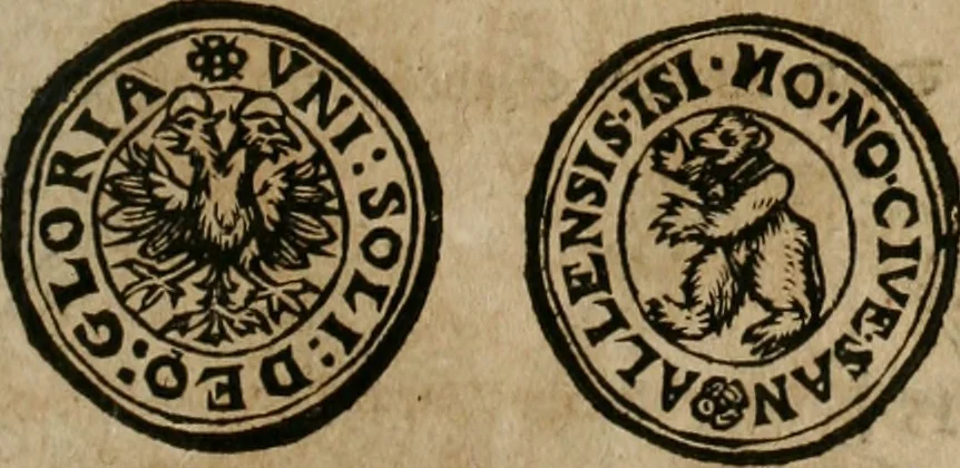 An illustration from Ordonnancie ende instructie naer de welcke voort-aen hen moeten reguleren die ghesworen wisselaers ofte collecteurs vande goude ende silvere penningen, wesende verboden, gheschroyt, te licht oft te seer versleten, ende oversulex verclaert ende ghehouden voor billoen, daer toe geoommitteert om de selve te leveren inde munten van Sijne Majesteyt, ende al daer bekeert te worden in penninghen van hunnen slaghe, 1633, leaf 224
