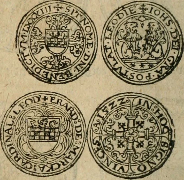 An illustration from Ordonnancie ende instructie naer de welcke voort-aen hen moeten reguleren die ghesworen wisselaers ofte collecteurs vande goude ende silvere penningen, wesende verboden, gheschroyt, te licht oft te seer versleten, ende oversulex verclaert ende ghehouden voor billoen, daer toe geoommitteert om de selve te leveren inde munten van Sijne Majesteyt, ende al daer bekeert te worden in penninghen van hunnen slaghe, 1633, leaf 231