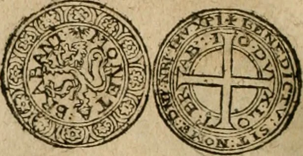 An illustration from Ordonnancie ende instructie naer de welcke voort-aen hen moeten reguleren die ghesworen wisselaers ofte collecteurs vande goude ende silvere penningen, wesende verboden, gheschroyt, te licht oft te seer versleten, ende oversulex verclaert ende ghehouden voor billoen, daer toe geoommitteert om de selve te leveren inde munten van Sijne Majesteyt, ende al daer bekeert te worden in penninghen van hunnen slaghe, 1633, leaf 233