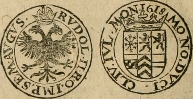 An illustration from Ordonnancie ende instructie naer de welcke voort-aen hen moeten reguleren die ghesworen wisselaers ofte collecteurs vande goude ende silvere penningen, wesende verboden, gheschroyt, te licht oft te seer versleten, ende oversulex verclaert ende ghehouden voor billoen, daer toe geoommitteert om de selve te leveren inde munten van Sijne Majesteyt, ende al daer bekeert te worden in penninghen van hunnen slaghe, 1633, leaf 235