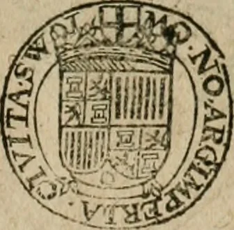An illustration from Ordonnancie ende instructie naer de welcke voort-aen hen moeten reguleren die ghesworen wisselaers ofte collecteurs vande goude ende silvere penningen, wesende verboden, gheschroyt, te licht oft te seer versleten, ende oversulex verclaert ende ghehouden voor billoen, daer toe geoommitteert om de selve te leveren inde munten van Sijne Majesteyt, ende al daer bekeert te worden in penninghen van hunnen slaghe, 1633, leaf 240