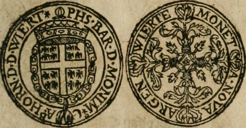An illustration from Ordonnancie ende instructie naer de welcke voort-aen hen moeten reguleren die ghesworen wisselaers ofte collecteurs vande goude ende silvere penningen, wesende verboden, gheschroyt, te licht oft te seer versleten, ende oversulex verclaert ende ghehouden voor billoen, daer toe geoommitteert om de selve te leveren inde munten van Sijne Majesteyt, ende al daer bekeert te worden in penninghen van hunnen slaghe, 1633, leaf 246