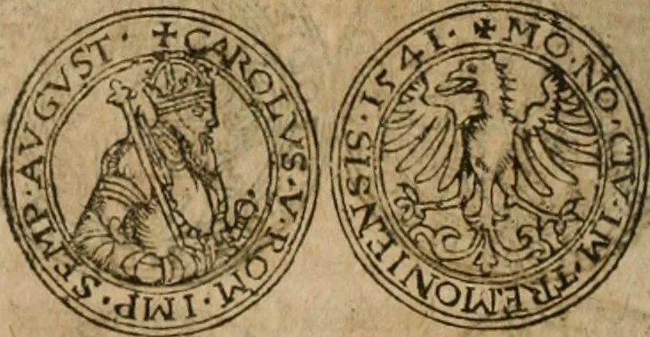 An illustration from Ordonnancie ende instructie naer de welcke voort-aen hen moeten reguleren die ghesworen wisselaers ofte collecteurs vande goude ende silvere penningen, wesende verboden, gheschroyt, te licht oft te seer versleten, ende oversulex verclaert ende ghehouden voor billoen, daer toe geoommitteert om de selve te leveren inde munten van Sijne Majesteyt, ende al daer bekeert te worden in penninghen van hunnen slaghe, 1633, leaf 247