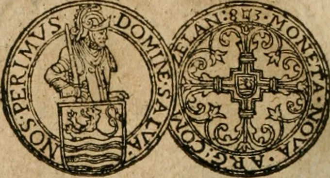An illustration from Ordonnancie ende instructie naer de welcke voort-aen hen moeten reguleren die ghesworen wisselaers ofte collecteurs vande goude ende silvere penningen, wesende verboden, gheschroyt, te licht oft te seer versleten, ende oversulex verclaert ende ghehouden voor billoen, daer toe geoommitteert om de selve te leveren inde munten van Sijne Majesteyt, ende al daer bekeert te worden in penninghen van hunnen slaghe, 1633, leaf 249