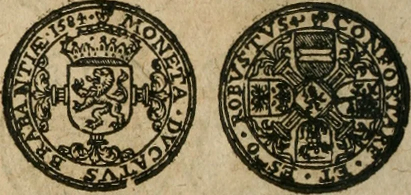 An illustration from Ordonnancie ende instructie naer de welcke voort-aen hen moeten reguleren die ghesworen wisselaers ofte collecteurs vande goude ende silvere penningen, wesende verboden, gheschroyt, te licht oft te seer versleten, ende oversulex verclaert ende ghehouden voor billoen, daer toe geoommitteert om de selve te leveren inde munten van Sijne Majesteyt, ende al daer bekeert te worden in penninghen van hunnen slaghe, 1633, leaf 249