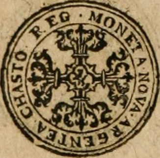 An illustration from Ordonnancie ende instructie naer de welcke voort-aen hen moeten reguleren die ghesworen wisselaers ofte collecteurs vande goude ende silvere penningen, wesende verboden, gheschroyt, te licht oft te seer versleten, ende oversulex verclaert ende ghehouden voor billoen, daer toe geoommitteert om de selve te leveren inde munten van Sijne Majesteyt, ende al daer bekeert te worden in penninghen van hunnen slaghe, 1633, leaf 253
